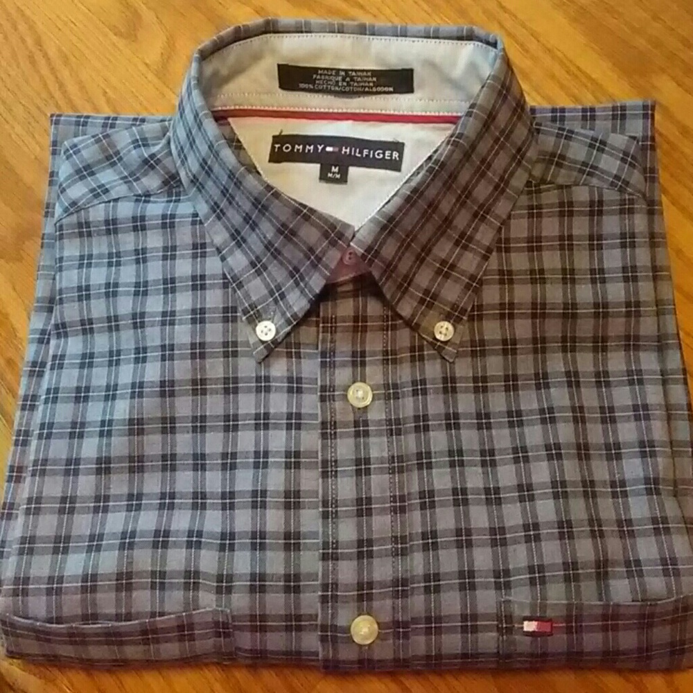 Tommy Hilfiger Blue Plaid Shirt Sz M